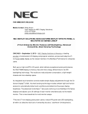 NEC EA273WMi-BK Launch Press Release