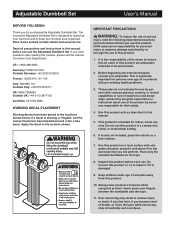 NordicTrack 2-25lb Adj Db Trayandstand English Manual
