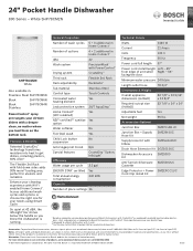 Bosch SHP78CM2N Product Specification Sheet