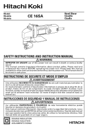 Hitachi CE16SA Instruction Manual