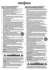 Insignia NS-CL1111 Safety Information Card (English)