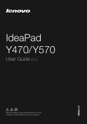 Lenovo IdeaPad Y570 Lenovo IdeaPad Y470Y570 User Guide V1.0