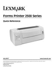 Lexmark Forms Printer 2500 Quick Reference