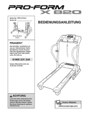 ProForm X 820 Treadmill German Manual