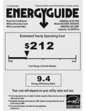GE AEL25DP Energy Guide