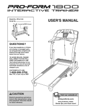 ProForm 1800 Interactive Trainer Treadmill English Manual