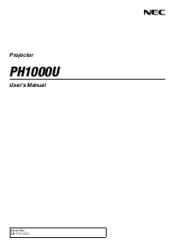NEC NP-PH1000U User Manual
