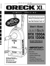 Oreck DTX1200 Owners Guide