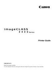 Canon imageCLASS D880 imageCLASS D800 Series Printer Guide
