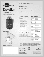 InSinkErator Evolution Essential Specifications