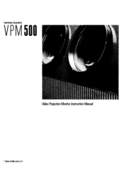 Harman Kardon VPM500 Owners Manual