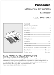 Panasonic FV-07VFH3 FV-07VFH3 Owner's Manual (English)