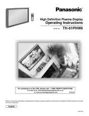 Panasonic TH61PHW6 TH61PHW6 User Guide