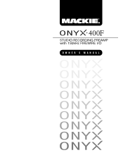 Mackie Onyx 400F Owner's Manual