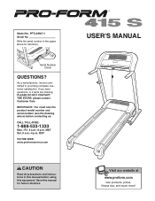 ProForm 415 S Treadmill English Manual