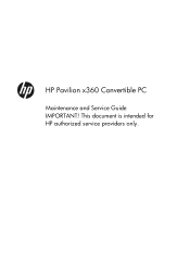 HP Pavilion 13-a081nr HP Pavilion x360 Convertible PC Maintenance and Service Guide