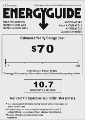 GE AJCM08ACG Energy Guide