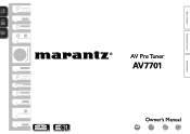 Marantz AV7701 AV7701 - User Guide