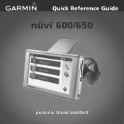 Garmin Nuvi 650 Quick Reference Guide