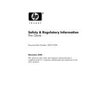 HP t5500 Safety & Regulatory Information: Thin Clients