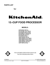 KitchenAid KFP750WH Parts List