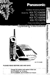 Panasonic KXTC1507B KXTC1040W User Guide
