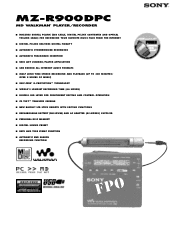 Sony MZ-R900 Marketing Specifications