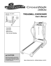 ProForm Crosswalk 380x Treadmill English Manual