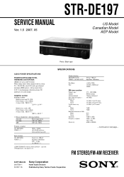 Sony STR DE197 Service Manual