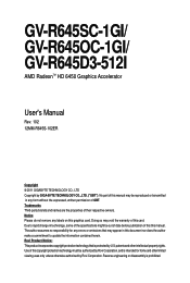 Gigabyte GV-R645SC-1GI Manual