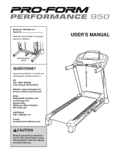 ProForm Performance 950 Treadmill Uk Manual