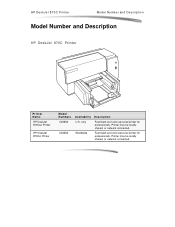 HP Deskjet 870 HP DeskJet 870C Printer - Support Information