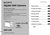 Sony DSC U20 Operating Instructions