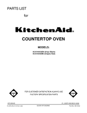 KitchenAid KCO1005ER Parts List