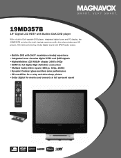 Magnavox 19MD357B Product Spec Sheet