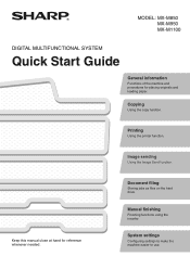 Sharp MX-M850 Quick Start Guide