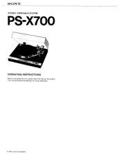 Sony PS-X700 Operating Instructions