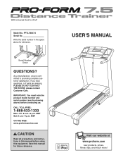 ProForm 7.5 Distance Trainer Treadmill English Manual