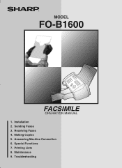 Sharp FO-1600 FO-B1600 Operation Manual