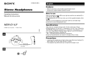 Sony MDR-E11LP Operating Instructions