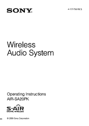 Sony AIR-SA15Ti Operating Instructions (AIRSA20PK)