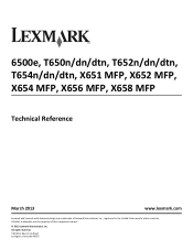 Lexmark X658DE Technical Reference