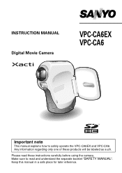 Sanyo VPC CA6 Instruction Manual, VPC-CA6EX