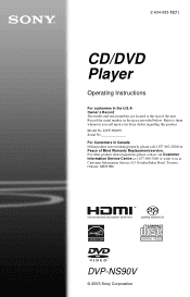 Sony DVPNS90V Operating Instructions