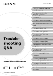 Sony PEG-SJ22 Troubleshooting Q&A