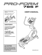 ProForm I Series 785 F Elliptical User Manual