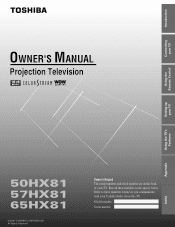 Toshiba 57HX81 Owners Manual