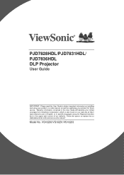 ViewSonic PJD7828HDL - 3200 Lumens 1080p Short Throw Home Theater Projector User Guide