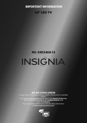 Insignia NS-39E340A13 Important Information (English)
