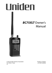 Uniden BC75XLT English Owner's Manual